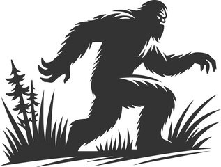 Vector silhouette of a bigfoot