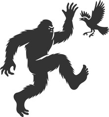 Vector silhouette of a bigfoot
