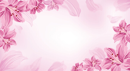 Pink Floral Background with Lilies.