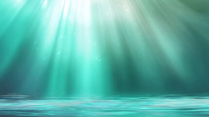 Obraz premium Abstract turquoise light rays over water, serene underwater scene. Perfect for backgrounds, spiritual themes, or calming visuals.