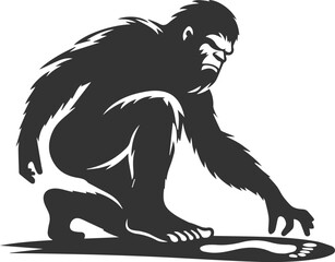 Vector silhouette of a bigfoot