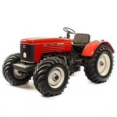 Red Vintage Tractor with Studio Shot.