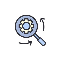 Search setting colored icons, minimalist vector illustration ,simple transparent graphic element .Isolated on white background