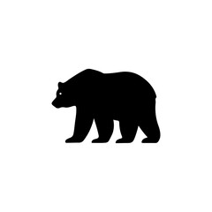 Simple black silhouette of a walking polar bear.