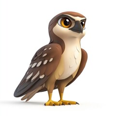 Fototapeta premium cute cartoon Marsh Harrier character 3D render isolated on white background 