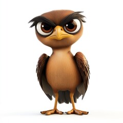 Fototapeta premium cute cartoon Marsh Harrier character 3D render isolated on white background 