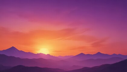Obraz premium Fiery sunset, watercolor texture, purple and orange gradients , magical, celestial, color