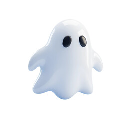 3D Cute White Ghost Illustration for Halloween and Spooky Fun