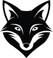 fox head icon black silhouette vector illustration on transparent background