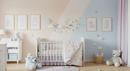 A cheerful and colorful baby bedroom
