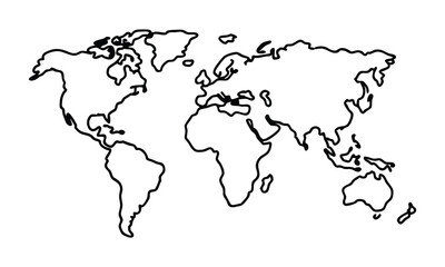  Hand Drawn World Map Outline Vector Illustration