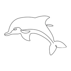 Dolphin jumping continuous single line drawing isolated on white background best use for logo minimalism