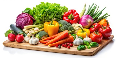 Fresh Vegetable Cutting Board: Vibrant Produce, Healthy Eating, Cooking Ingredients