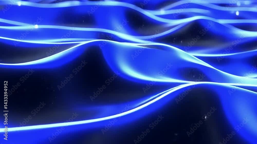 Poster mesmerizing abstract waves fluid design of blue patterns and textures, capturing depth and movement 