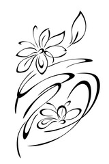 decorative element with stylized flowers and ornate pattern; graphic design