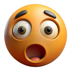 3d emoji shocked face, 3D Rendering shocked emoji with emotion isolated on transparent background