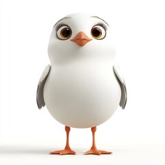 Obraz premium cute cartoon Mediterranean Gull character 3D render isolated on white background 