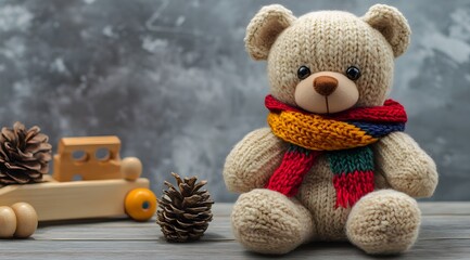 teddy bear with a toy	
