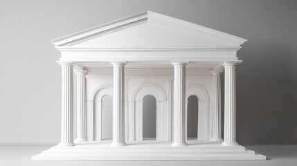 Fototapeta premium Classical White Building Model Against Plain Background
