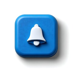 Fototapeta premium A notification bell icon on a blue square with rounded edges