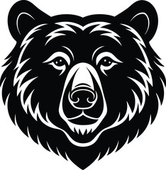 Bear Head icon black silhouette vector illustration on transparent background