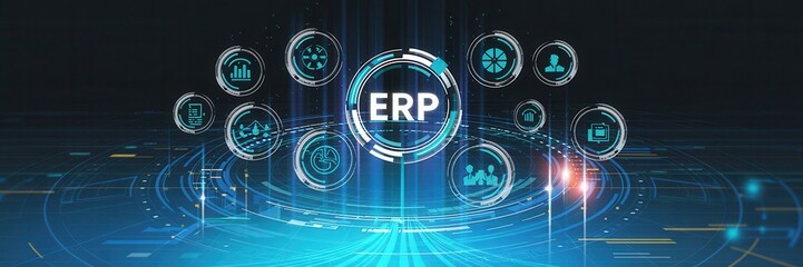 Obraz premium Sophisticated enterprise resource planning system illustration