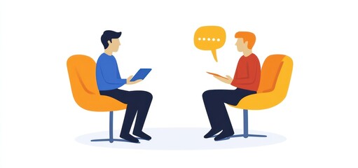 Two people talking sitting facetoface