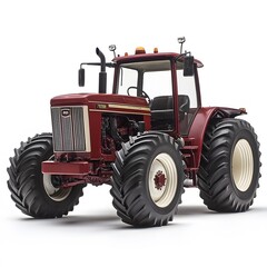 Classic Red Tractor on White.