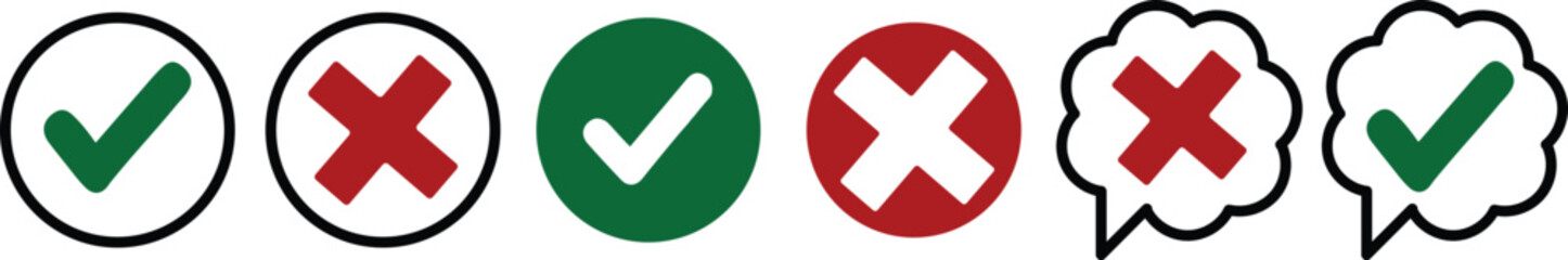 Approved and Denied Icon Collection Unique Tick and Cross Graphics for Any Project editable colors