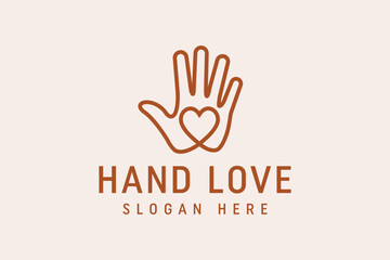 Heart Hand Logo design vector