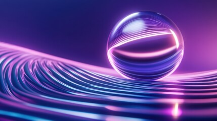 Glossy Orb Rests on a Vibrant Purple Wave