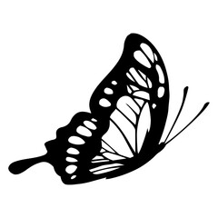 Intricate Black & White Butterfly Silhouette Elegant Minimalist Insect Vector Art