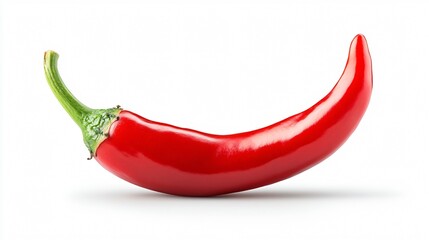 Vibrant Whole Red Chili Pepper Isolated on White Background