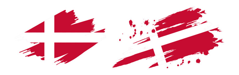Vector illustration of Denmark flag in brush stroke effect on transparent background