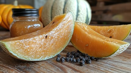 Sweet Melon Slices with Peppercorns and Homemade Jam