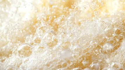 Macro photograph shows numerous bubbles rising within a liquid substance