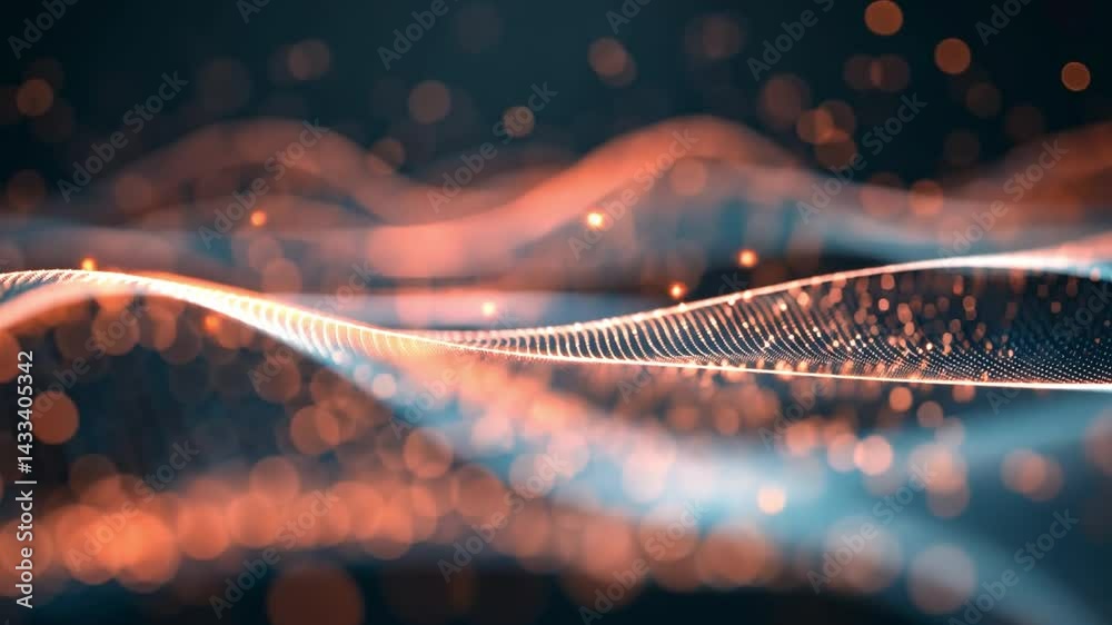 Poster mesmerizing abstract background of dynamic waves and light warm and cool particles creating depth an