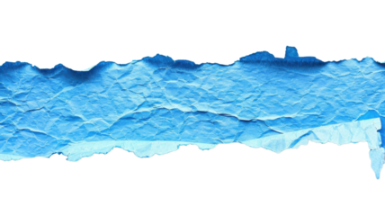 Bright blue torn paper creating an artistic border suitable for creative projects and backgrounds