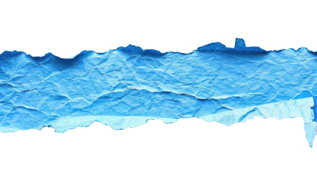 Bright blue torn paper creating an artistic border suitable for creative projects and backgrounds