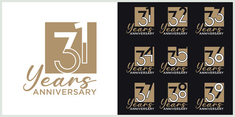 anniversaryset logotype vector with brown and white color for special celebration day