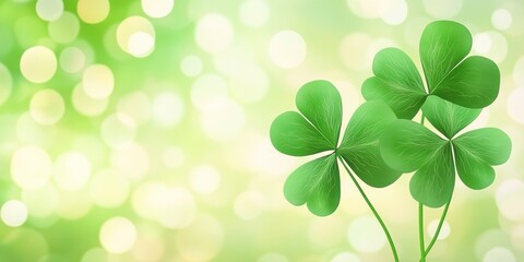 Green Shamrocks Against A Soft Green Bokeh Background