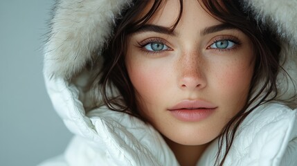 Close-up of a woman in a winter coat