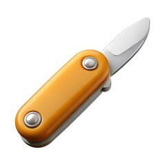 Compact yellow folding knife with stainless steel blade features intricate design and sturdy build for various outdoor tasks