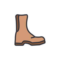 Leather boots colored icons, minimalist vector illustration ,simple transparent graphic element .Isolated on white background