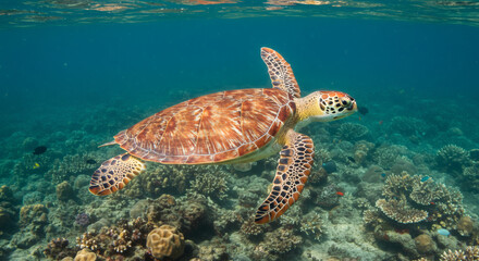 Obraz premium green turtle swimming in the sea