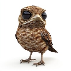 Obraz premium cute cartoon Nightjar bird character 3D render isolated on white background 