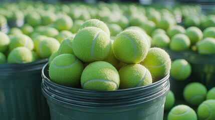 A Close-Up Shot of Green Tennis Balls in a Bucket