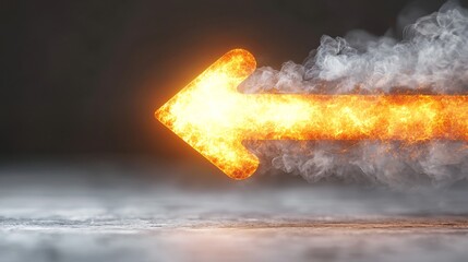 rust-orange arrow blending into soft grey-white mist, clean concept of business acceleration and startup energy