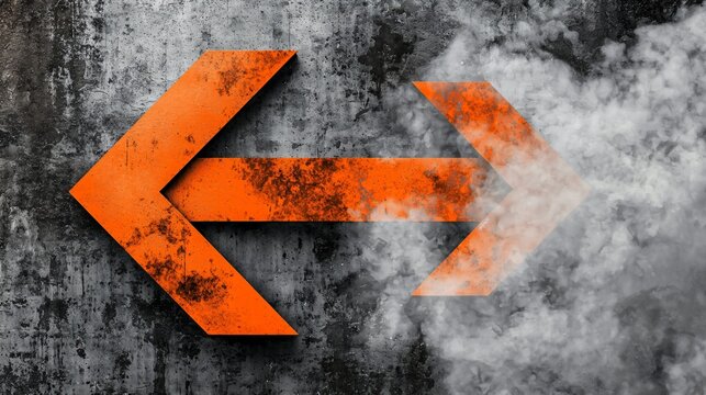 rust-orange arrow blending into soft grey-white mist, clean concept of business acceleration and startup energy