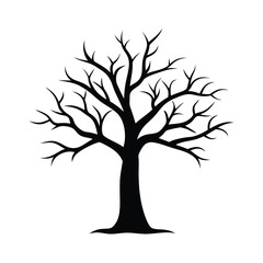Obraz premium Tree Silhouette Minimalist Black Nature Graphic